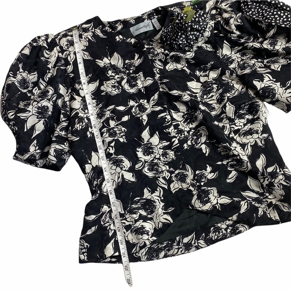 VINTAGE ADRIANNA PAPELL PUFF sleeve Floral 100% Silk  Button Jacket Blouse. - Picture 6 of 11